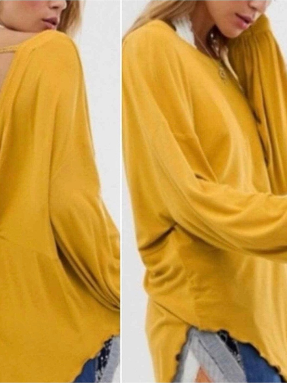 Free People Mustard Yellow Draped Long Sleeve Tunic